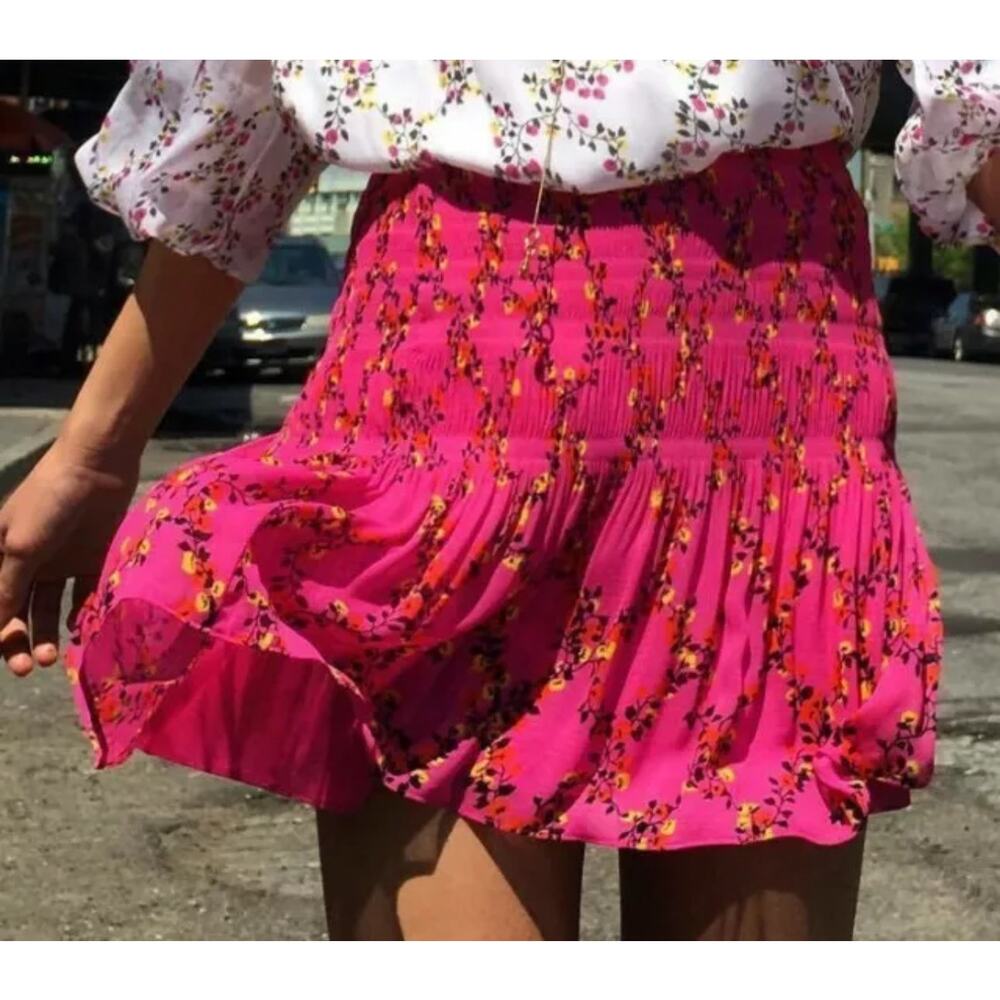 Diane Von Furstenberg Women’s 14 Tayte Shalamar Trellis Pink Pleated Skirt $298